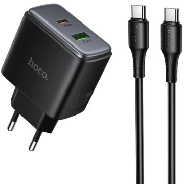 СЗУ Type-C Hoco C158A Upgrade PD45W (1C1A) +кабель Type-C to Type-C